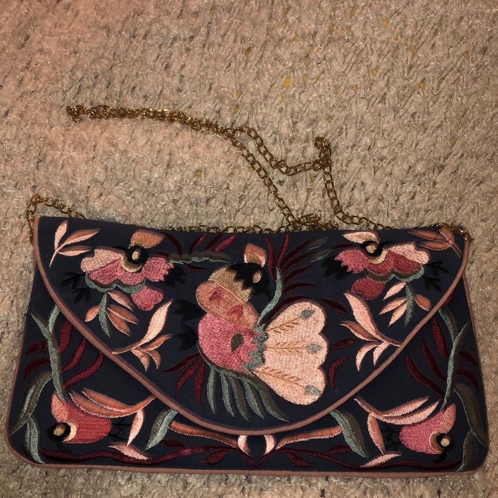Embroidered Francesca’s cross body clutch